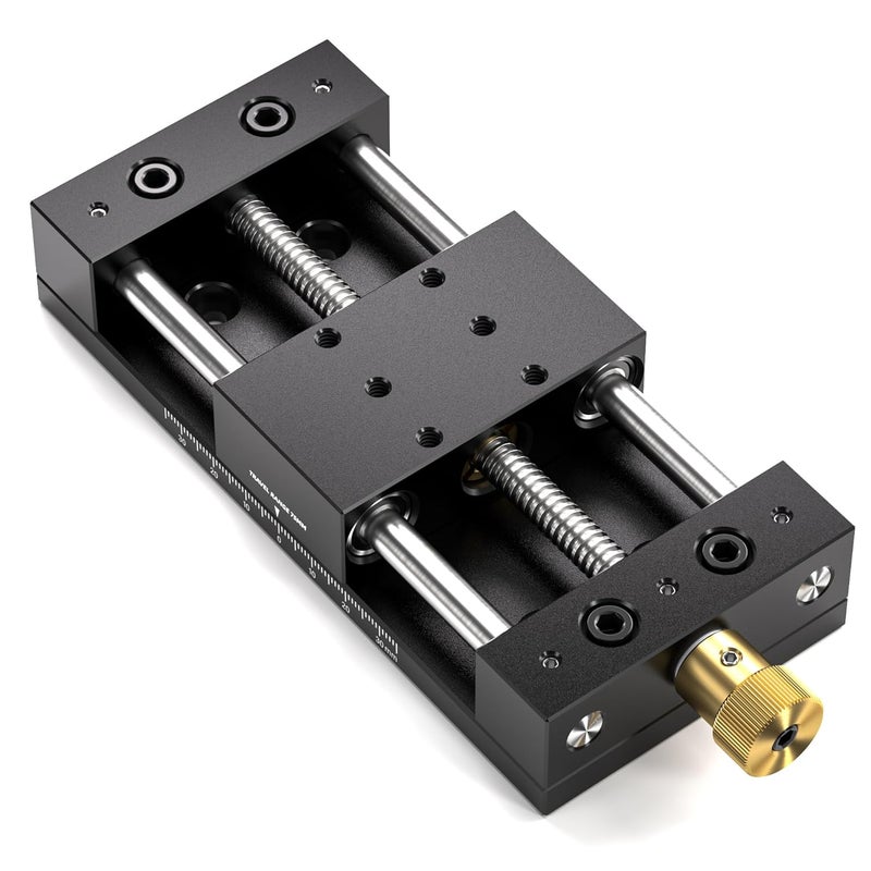 Eyes.sys Manual Linear Stage 75mm Sliding Table Linear Rail Guide Aluminium Alloy Slide Stage with Ruler and Base, Manual Translation Displacement Station - Image 1